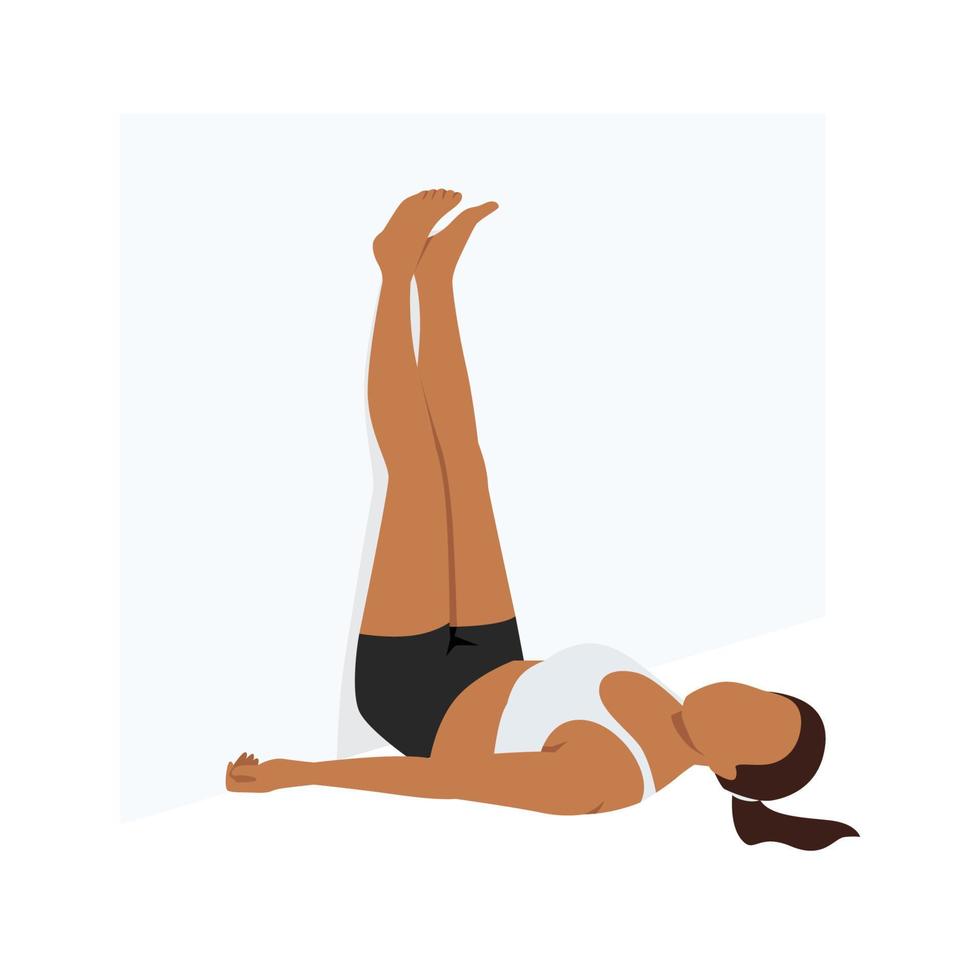 Woman doing Legs up the Wall pose Viparita karani stretch exercise. Flat vector illustration isolated on white background