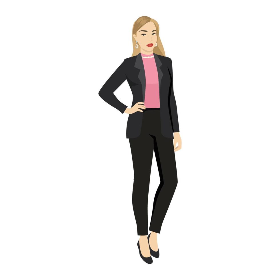 Beautiful blonde young women character in elegant office clothes vector