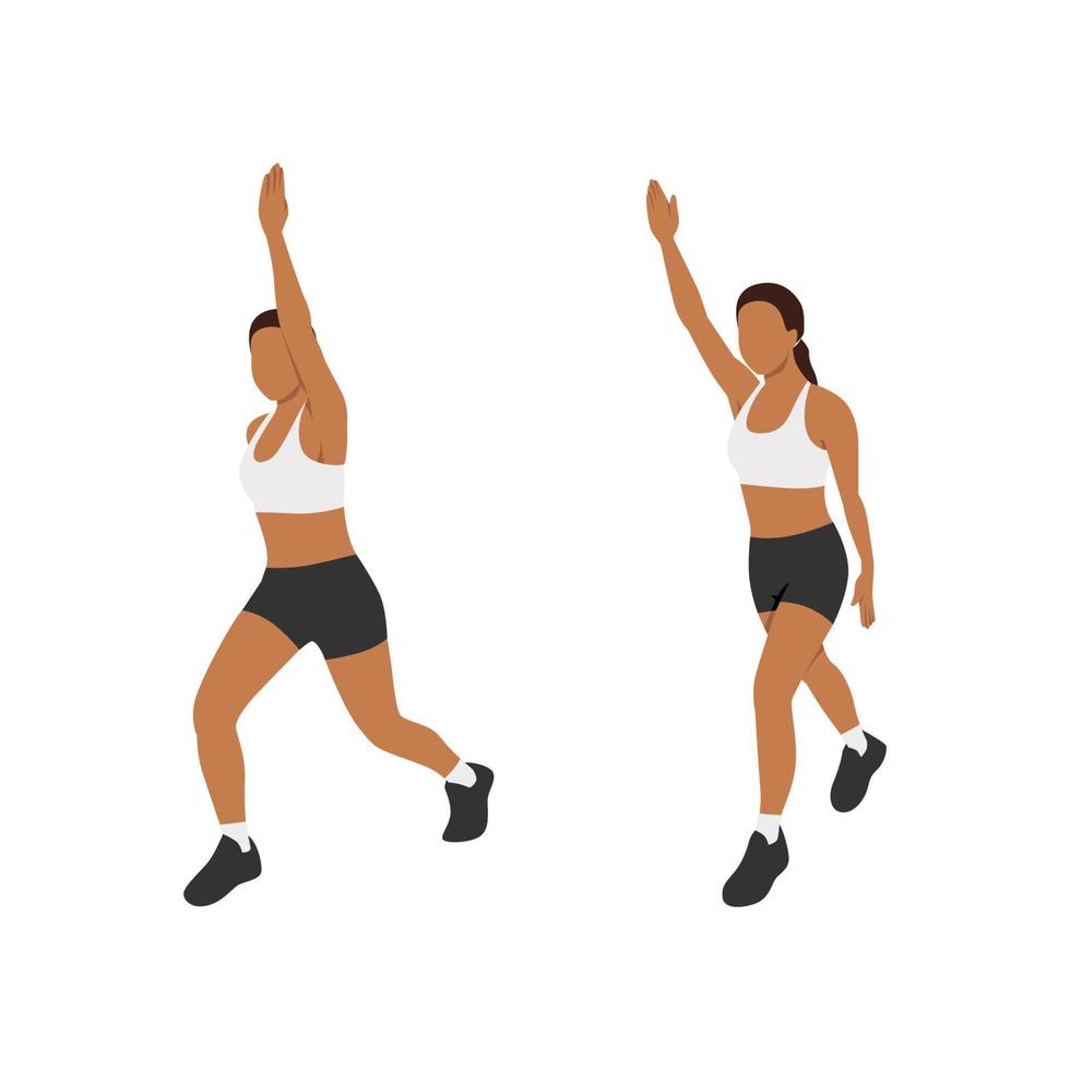 Woman doing Scissor skier exercise. Flat vector illustration isolated on white background
