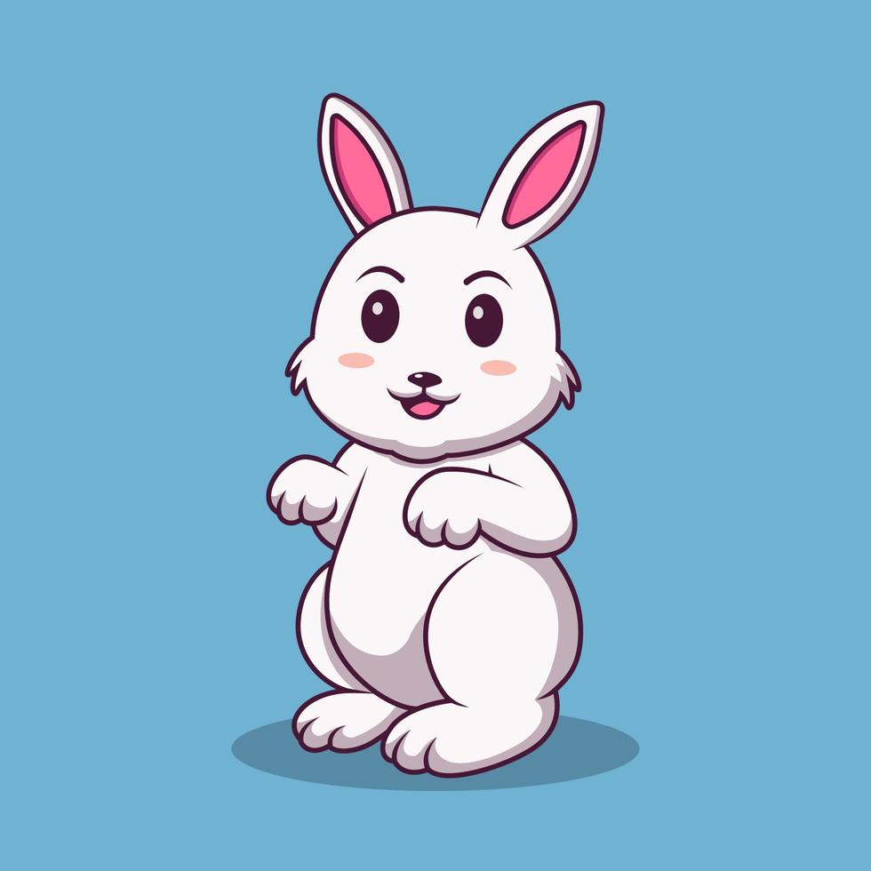 Cute bunny cartoon posing, Cartoon rabbit in summer holiday, vector cartoon illustration