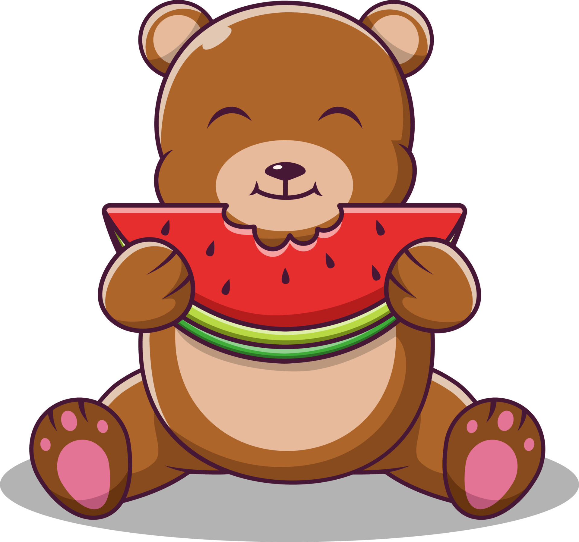 Cute Teddy bear cartoon eating watermelon, Cartoon bear in summer holiday,  vector cartoon illustration 7746101 Vector Art at Vecteezy