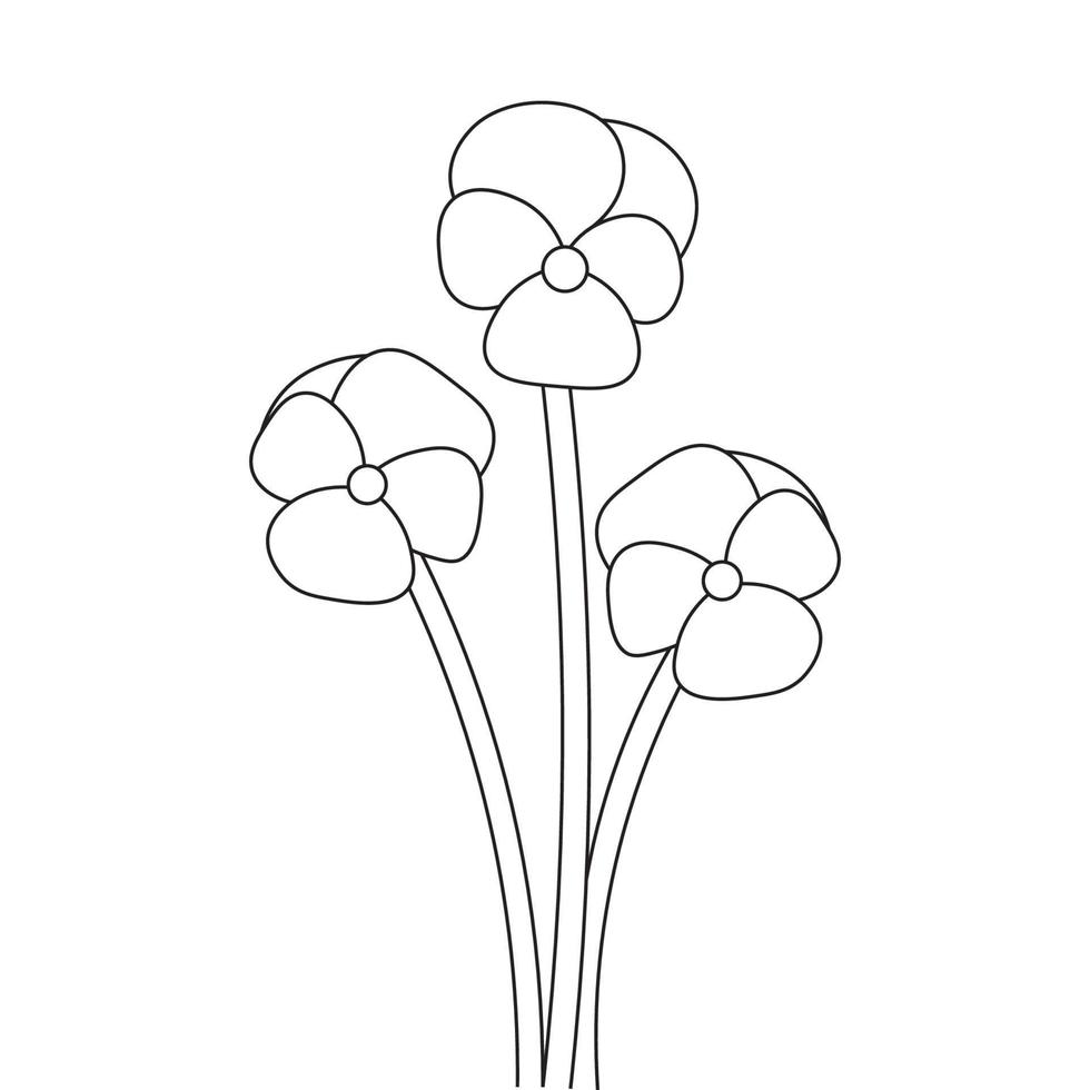 black and white coloring page line drawing flower sketch for kids ...