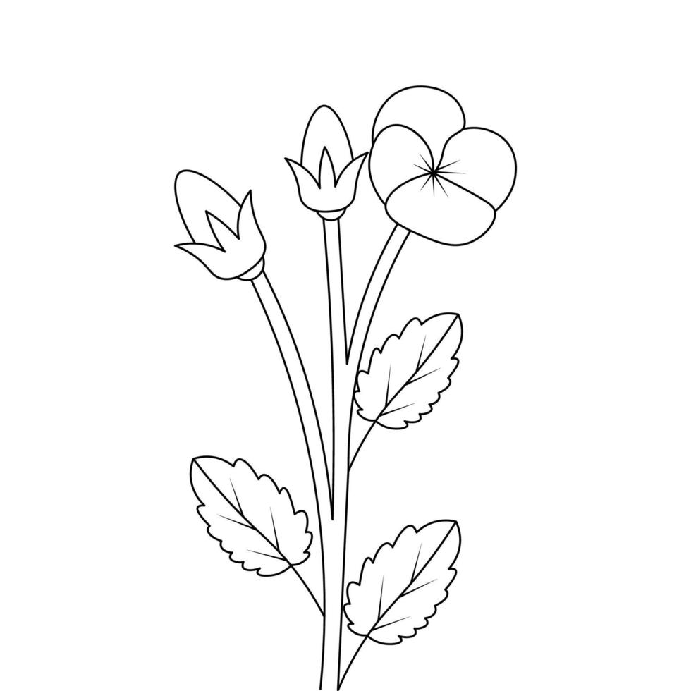 abstract line art with floral drawing for kid flower coloring page vector