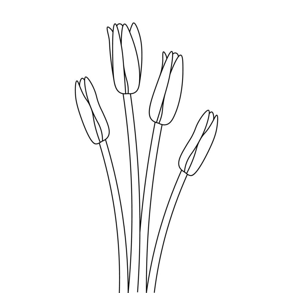 bloom floral branch object drawing vector art illustration on isolated coloring page