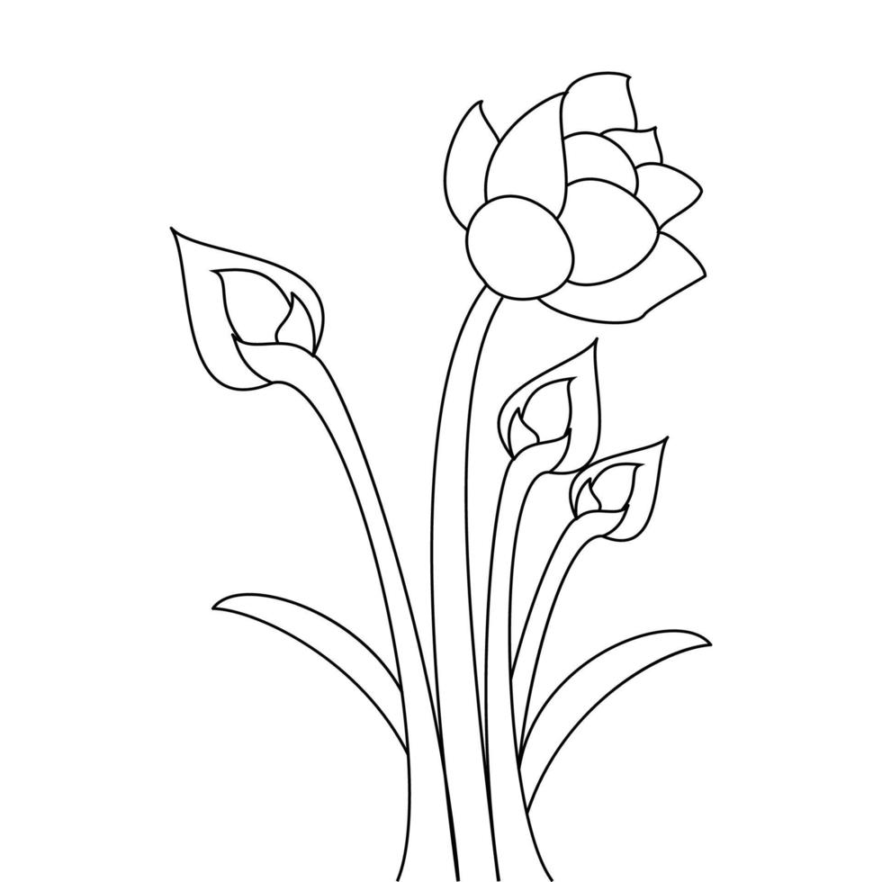 flower illustration line conceptual object of flourish petal vector for coloring page