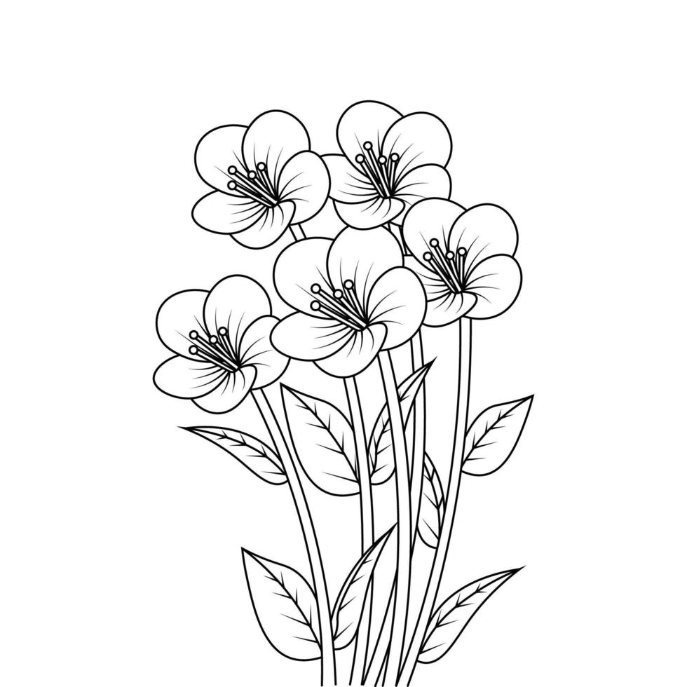 rama de flores para colorear página lápiz línea arte ilustración para niños  educativos 7746155 Vector en Vecteezy
