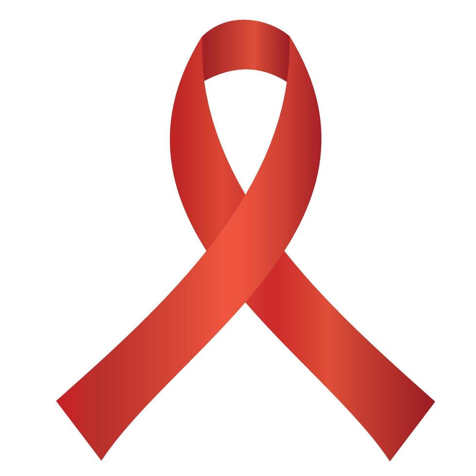 Red ribbon aids awareness.World aids day symbol.1 december.HIV concept.National women and girls.Sign, symbol, icon or logo.Realistic vector illustration.Graphic design.Cancer concept.