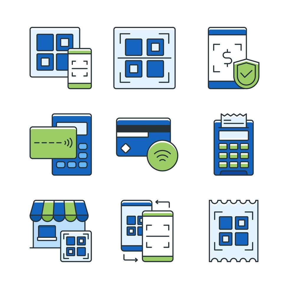 QR Tap Pay Icon Set vector