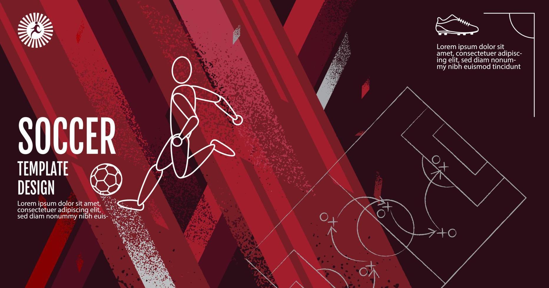 Soccer Layout template design, football, red magenta tone, sport background vector