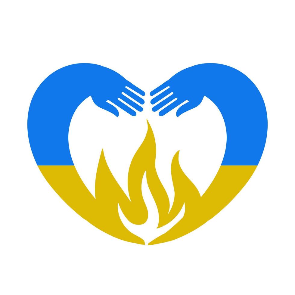 A burning heart with the colors of the Ukrainian flag vector