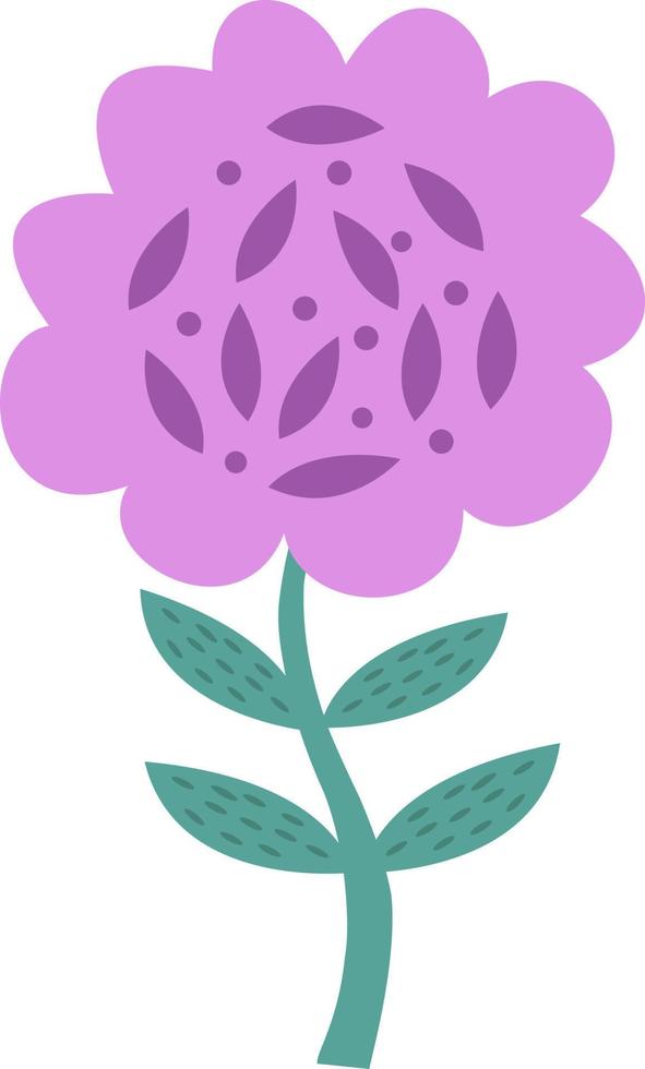 Illustration of a purple flower on a white background. Vector flower in cartoon style.Vector illustration for greetings, weddings, flower design.