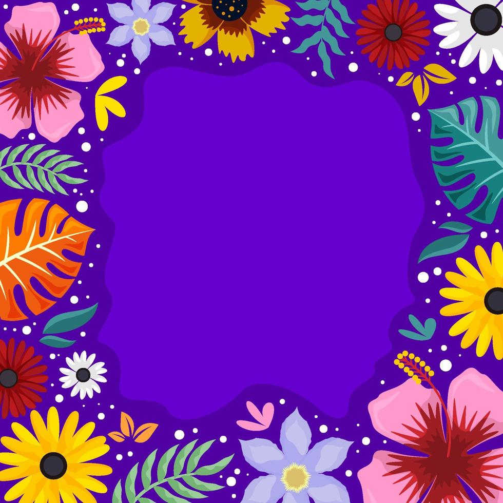 Colorful Summer Floral Frame Background vector