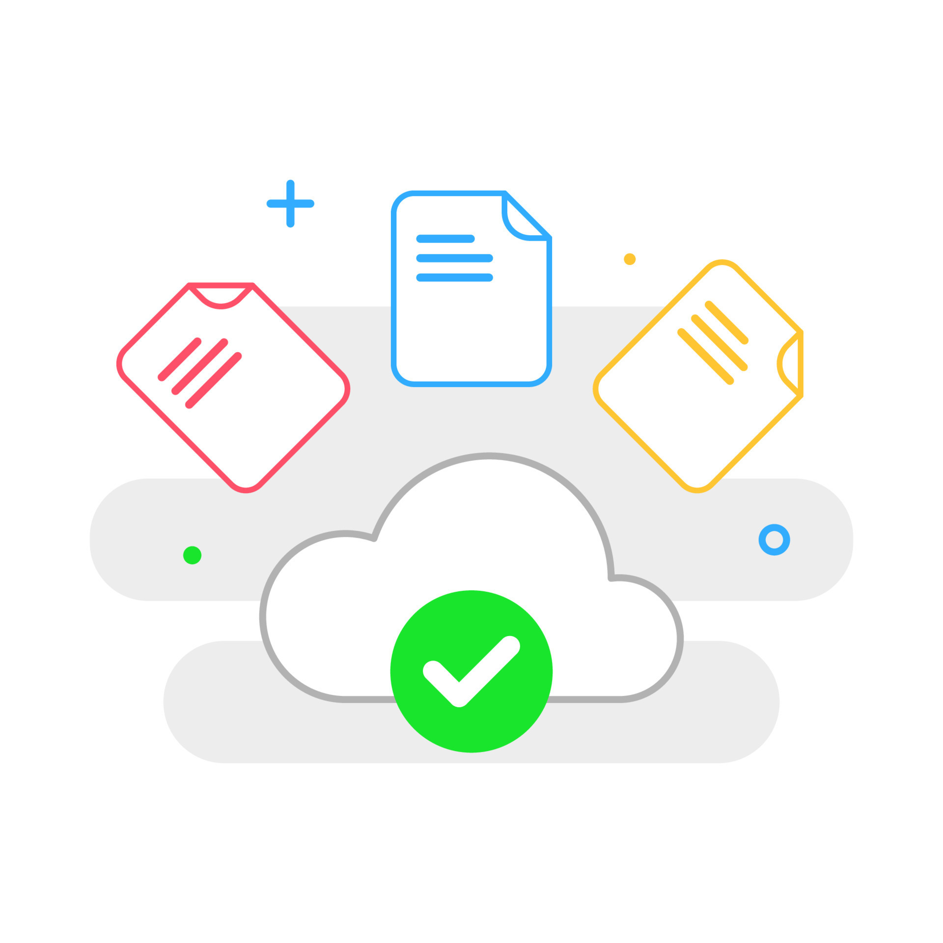 success upload, your file save in cloud storage concept illustration ...
