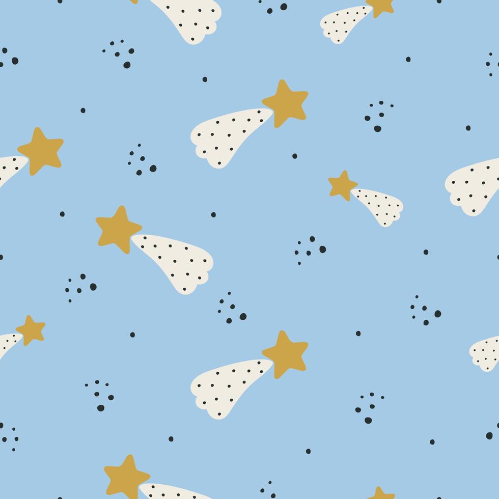 Seamless Pattern with Stars. Vector illustration. For greeting card, posters, banners, the card, printing on the pack, printing on clothes, fabric, wallpaper.