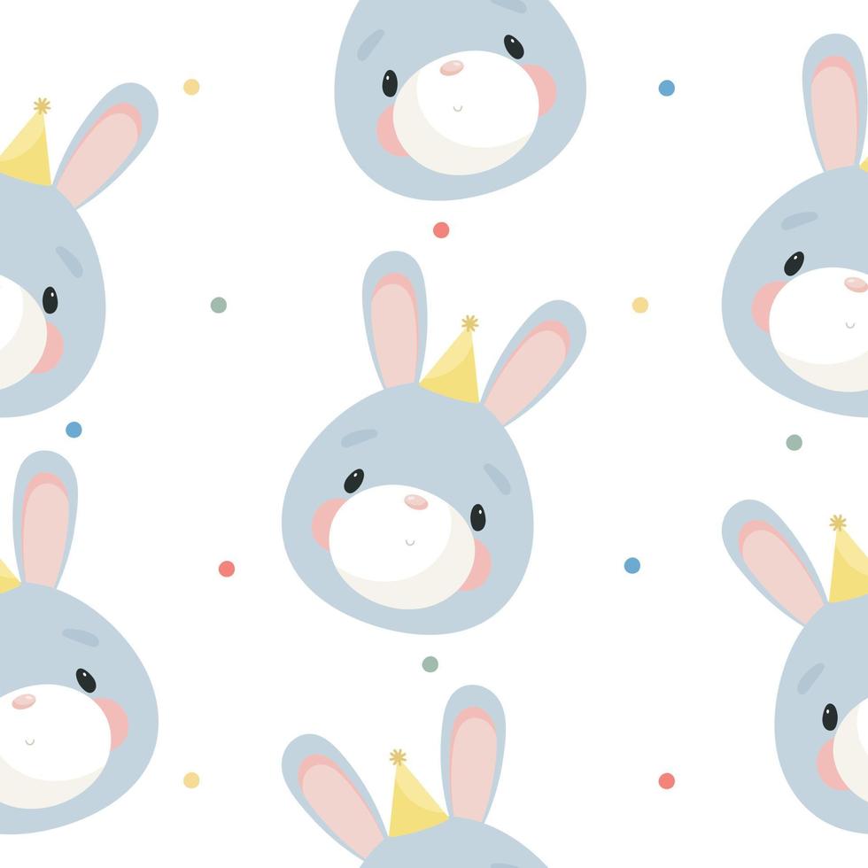 Seamless Pattern with Cute Rabbit. Vector illustration. For greeting card, posters, banners, the card, printing on the pack, printing on clothes, fabric, wallpaper.