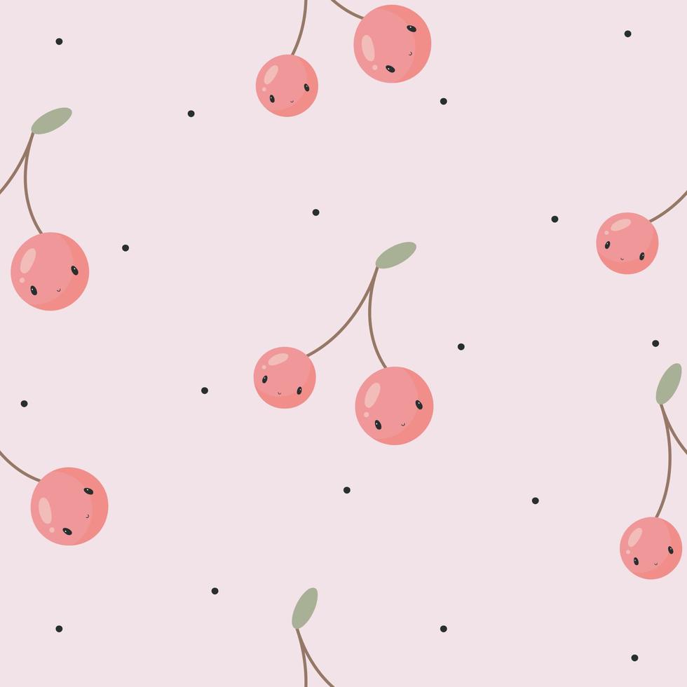 Seamless Pattern with Cherry. Vector illustration. For greeting card, posters, banners, the card, printing on the pack, printing on clothes, fabric, wallpaper.