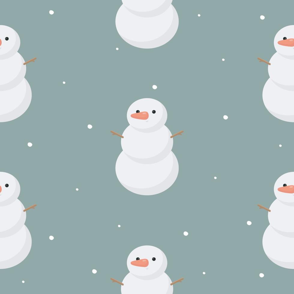 Seamless Pattern with Snowman. Vector illustration. For greeting card, posters, banners, the card, printing on the pack, printing on clothes, fabric, wallpaper.