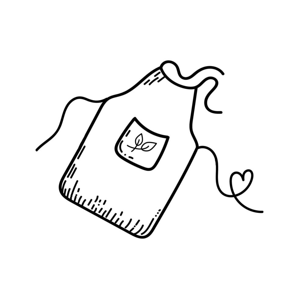 Apron, hand-drawn doodle in sketch style. Chef's clothing. Protecting clothes while cooking. Isolated vector illustration for chef tool store