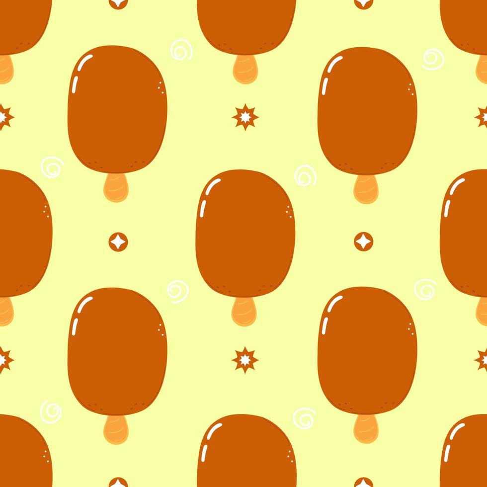 lindo personaje de patrón de helado divertido. icono de ilustración de personaje kawaii de dibujos animados dibujados a mano vectorial. aislado sobre fondo blanco. concepto de personaje de helado vector