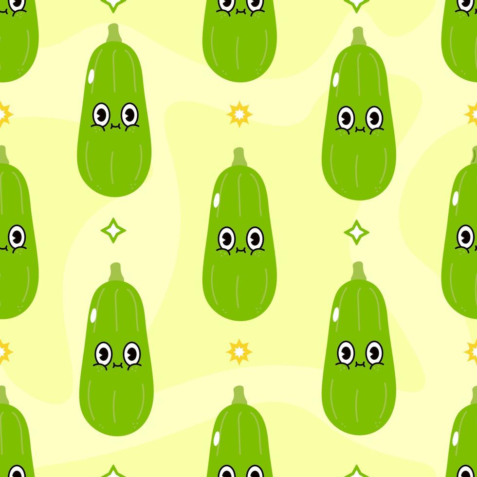 Cute funny vegetable marrow concept seamless pattern. Vector hand drawn cartoon kawaii character illustration icon. Cute kawaii vegetable marrow cartoon seamless pattern concept