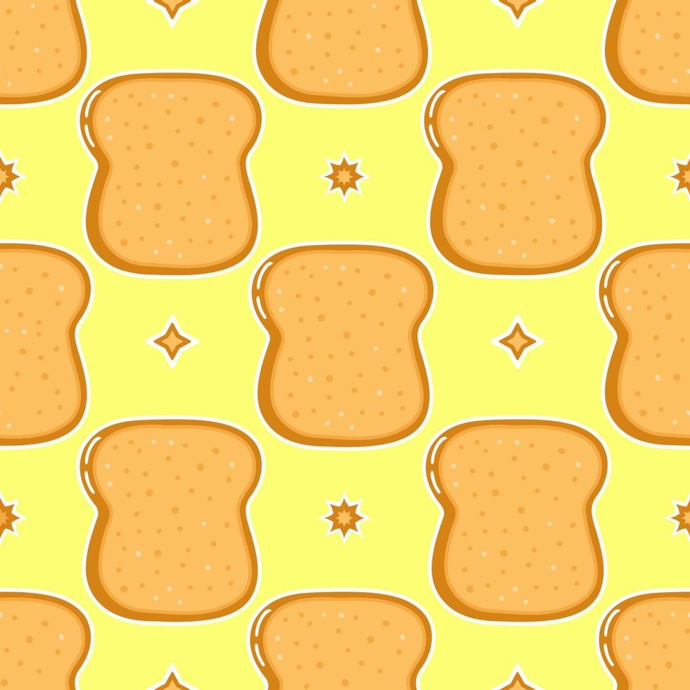 Cute funny sliced toast bread pattern character. Vector hand drawn cartoon kawaii character illustration icon. Isolated on white background. Sliced toast bread character concept
