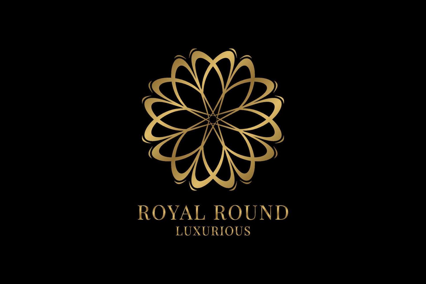 logotipo de lujo dorado redondo real de flores abstractas para salón, spa, cuidado de la belleza, novia u hotel vector