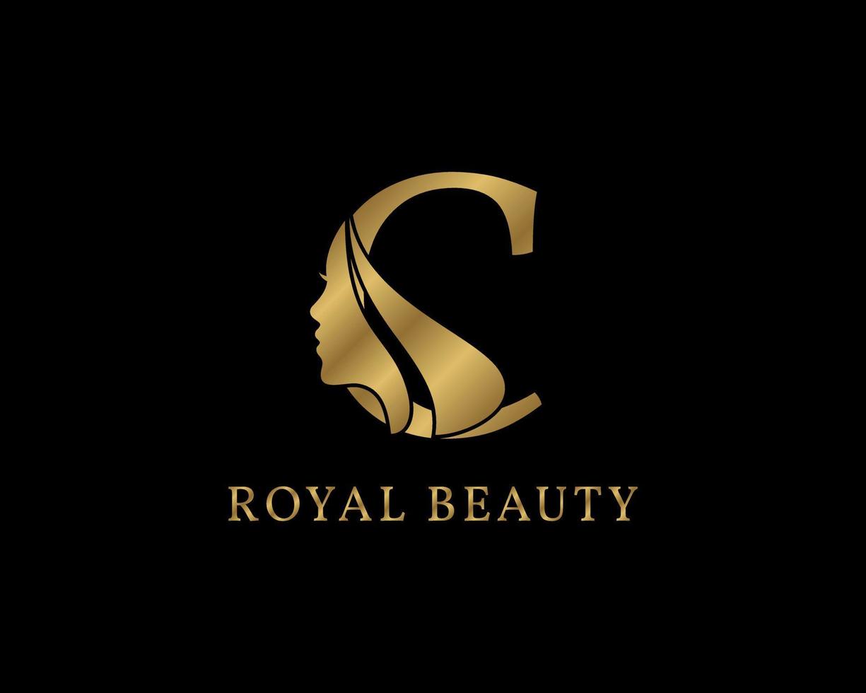 lujosa decoración de la cara de belleza de la letra c para el logotipo de cuidado de la belleza, imagen de marca personal, maquillador o cualquier otra marca y compañía real vector