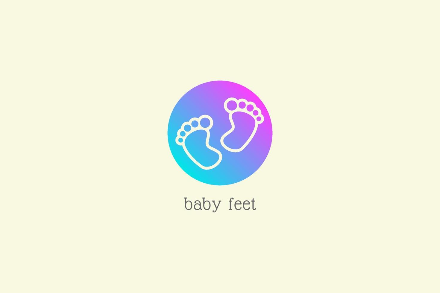 trendy color circle with negative space of baby feet logo vector
