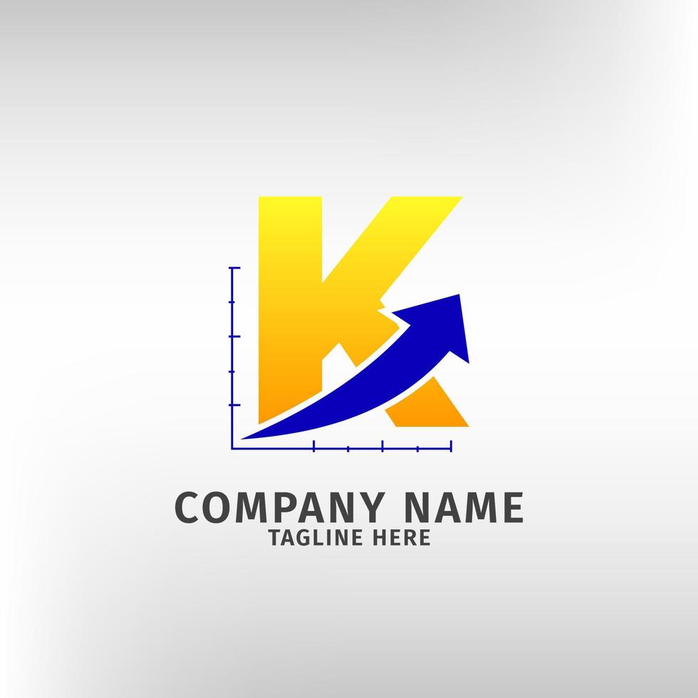 letter K traffic sales icon logo template for marketing company and financial or any other business vector