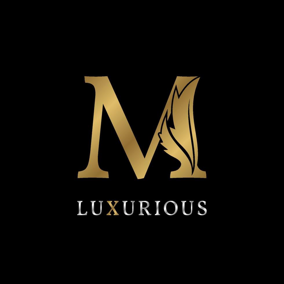 letter M floral decorative luxurious alphabet for bridal, wedding, beauty care logo, personal branding image, make up artist,eye lash, nail art or any other royal brand and company vector
