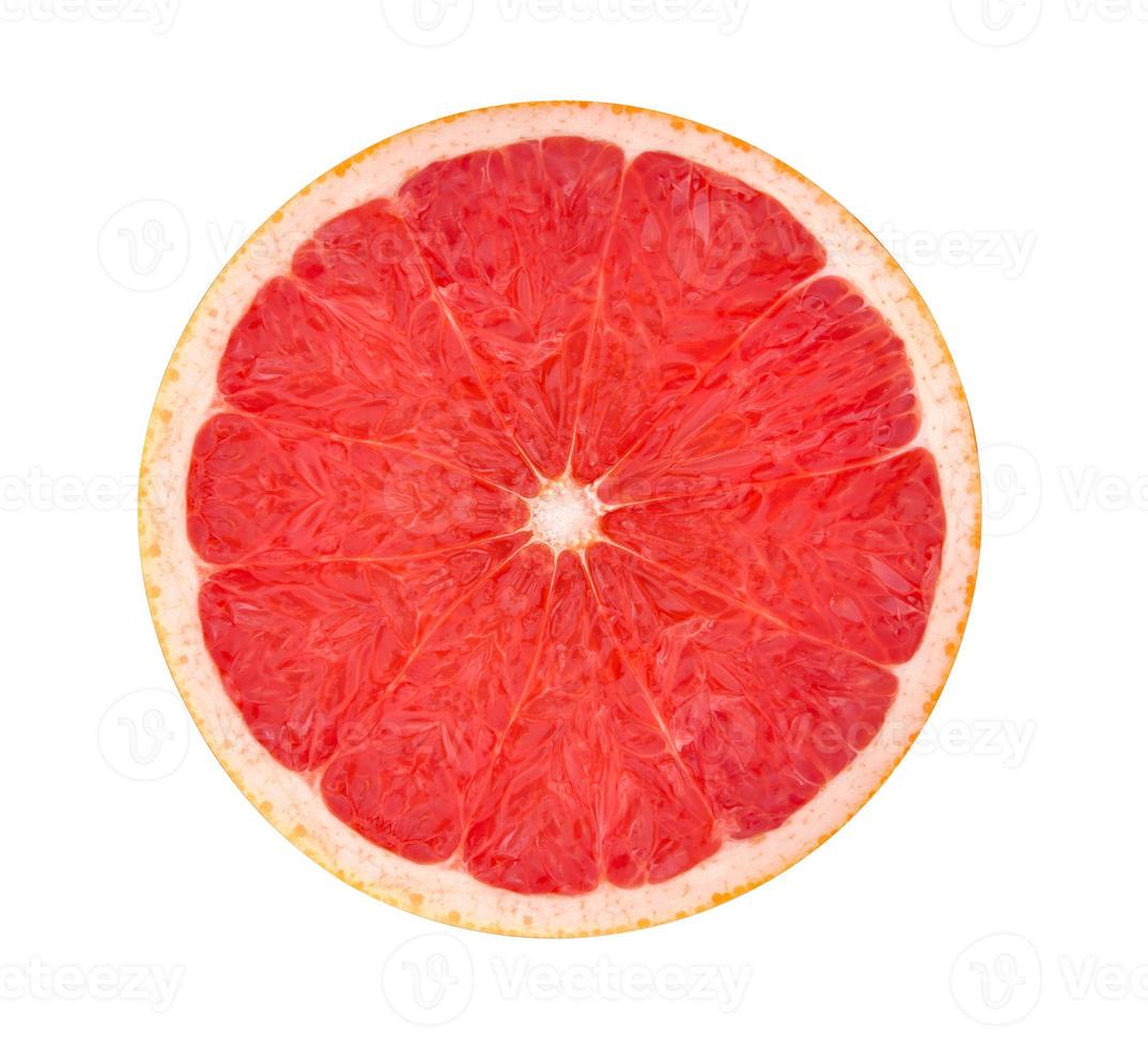 Grapefruit isolated on white background. Round slice of fresh fruit. With clipping path. photo