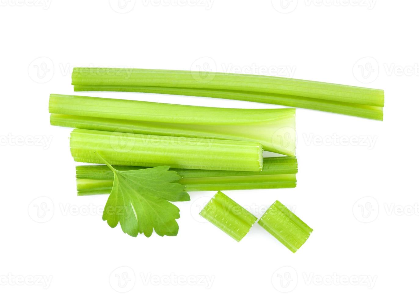 Top view of celery isolated on white background photo