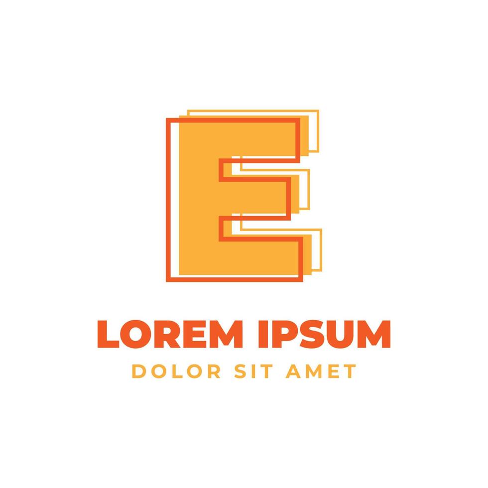 letra e contorno trippy con elemento de diseño de logotipo de vector alfabético de color brillante fresco