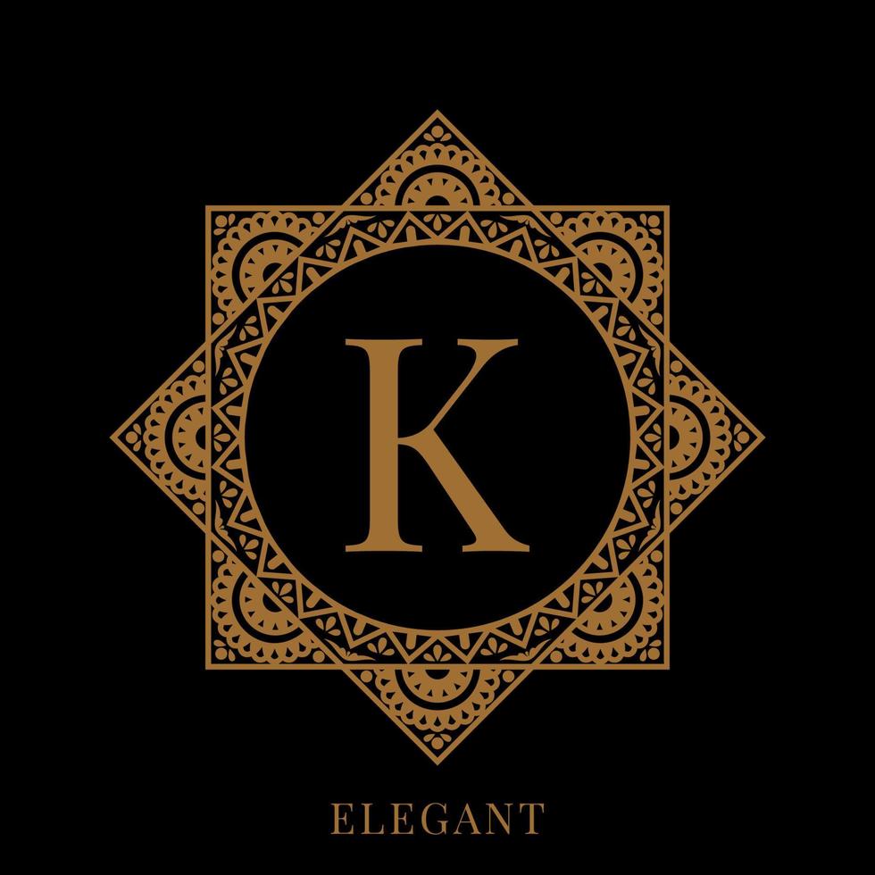 plantilla de logotipo de mandala de letra k elegante vector