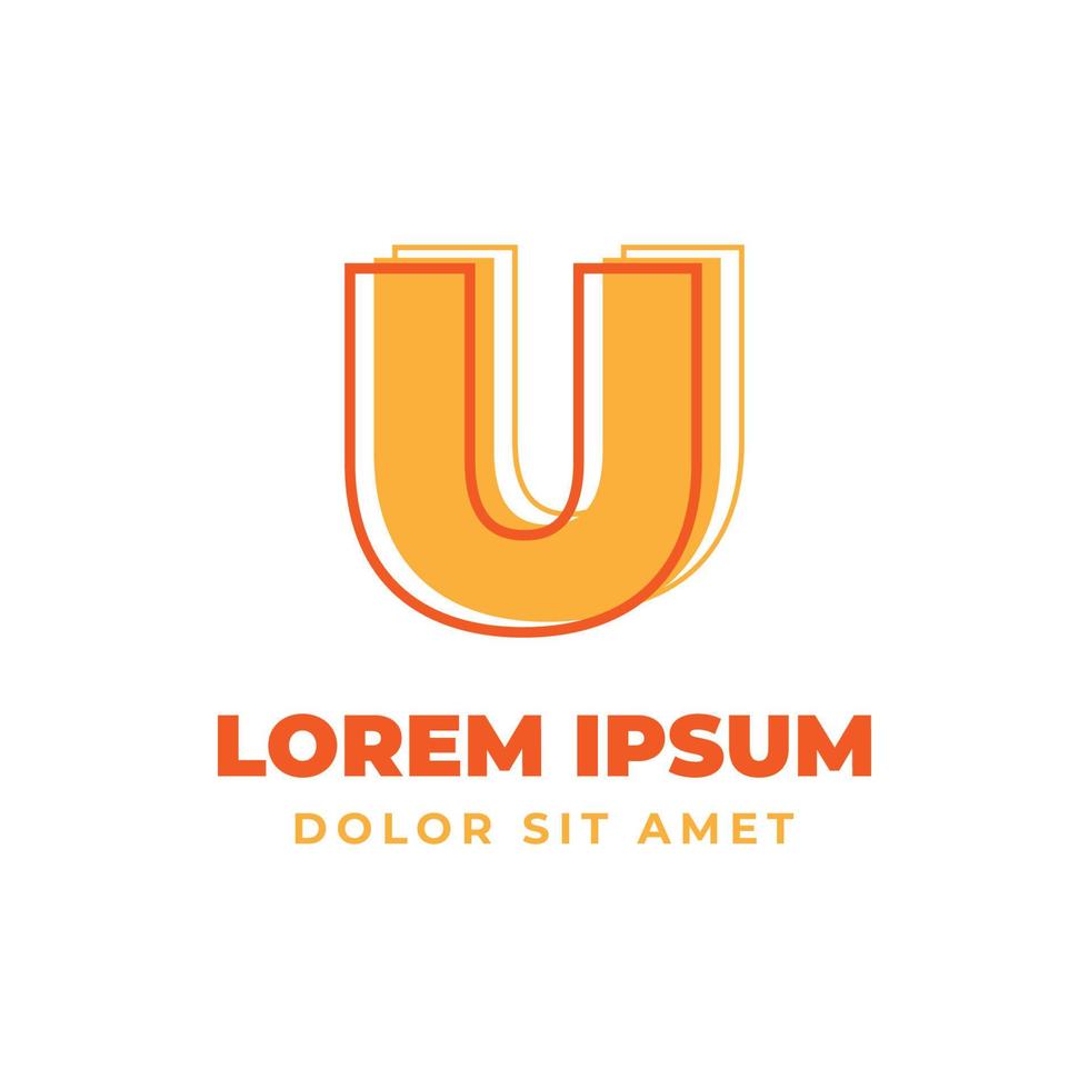letter U trippy outline with fresh bright color alphabetic vector logo design element