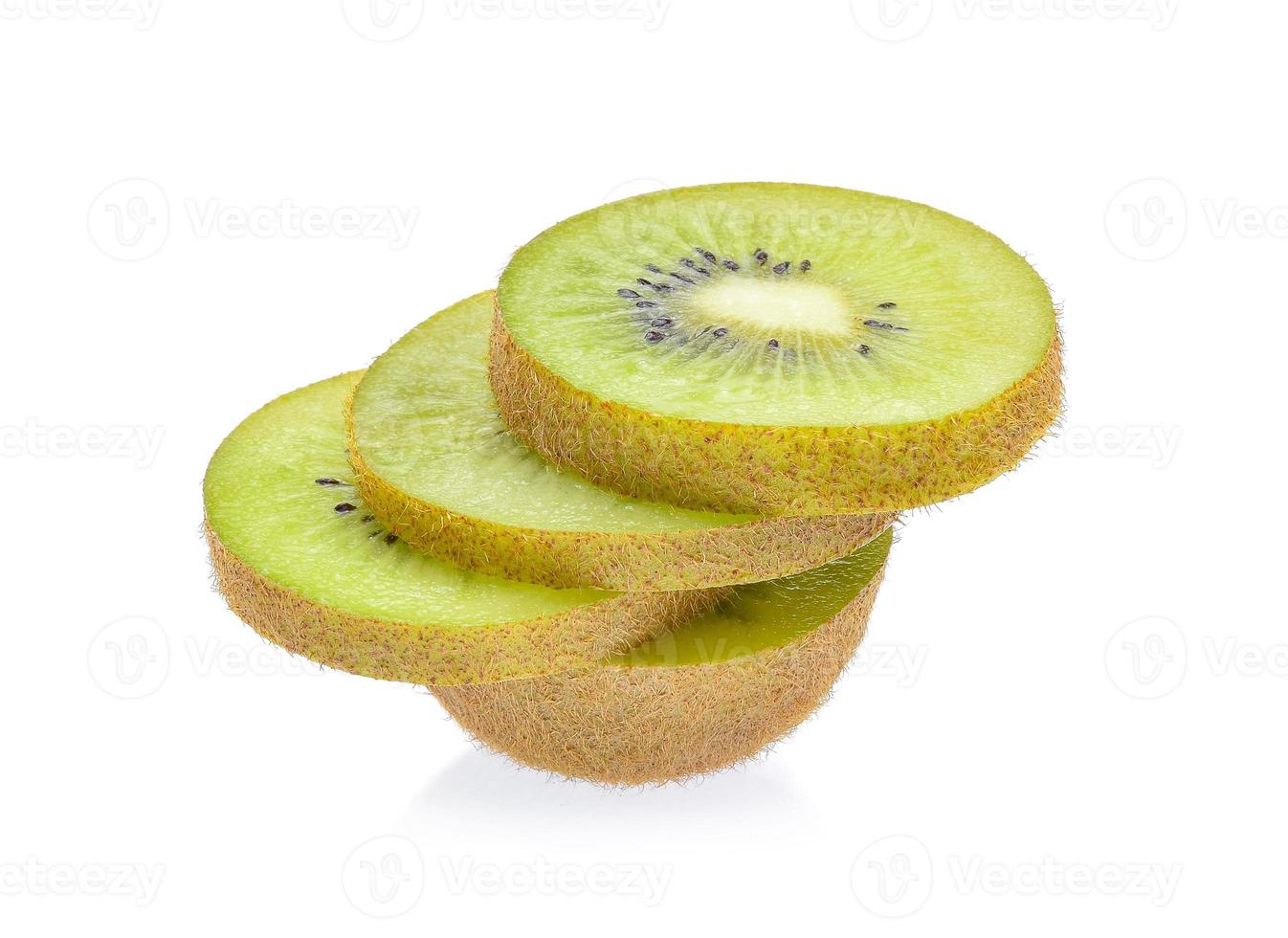 Slice of kiwi isolated on white background. photo