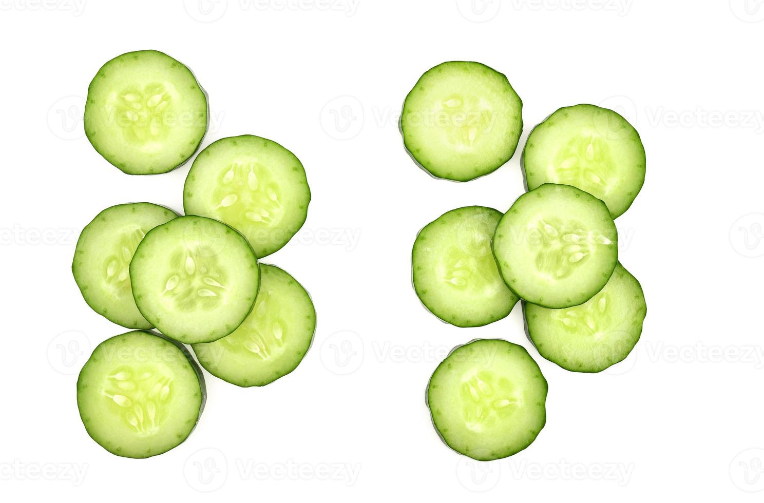 Top view of Cucumber isolated on white background photo