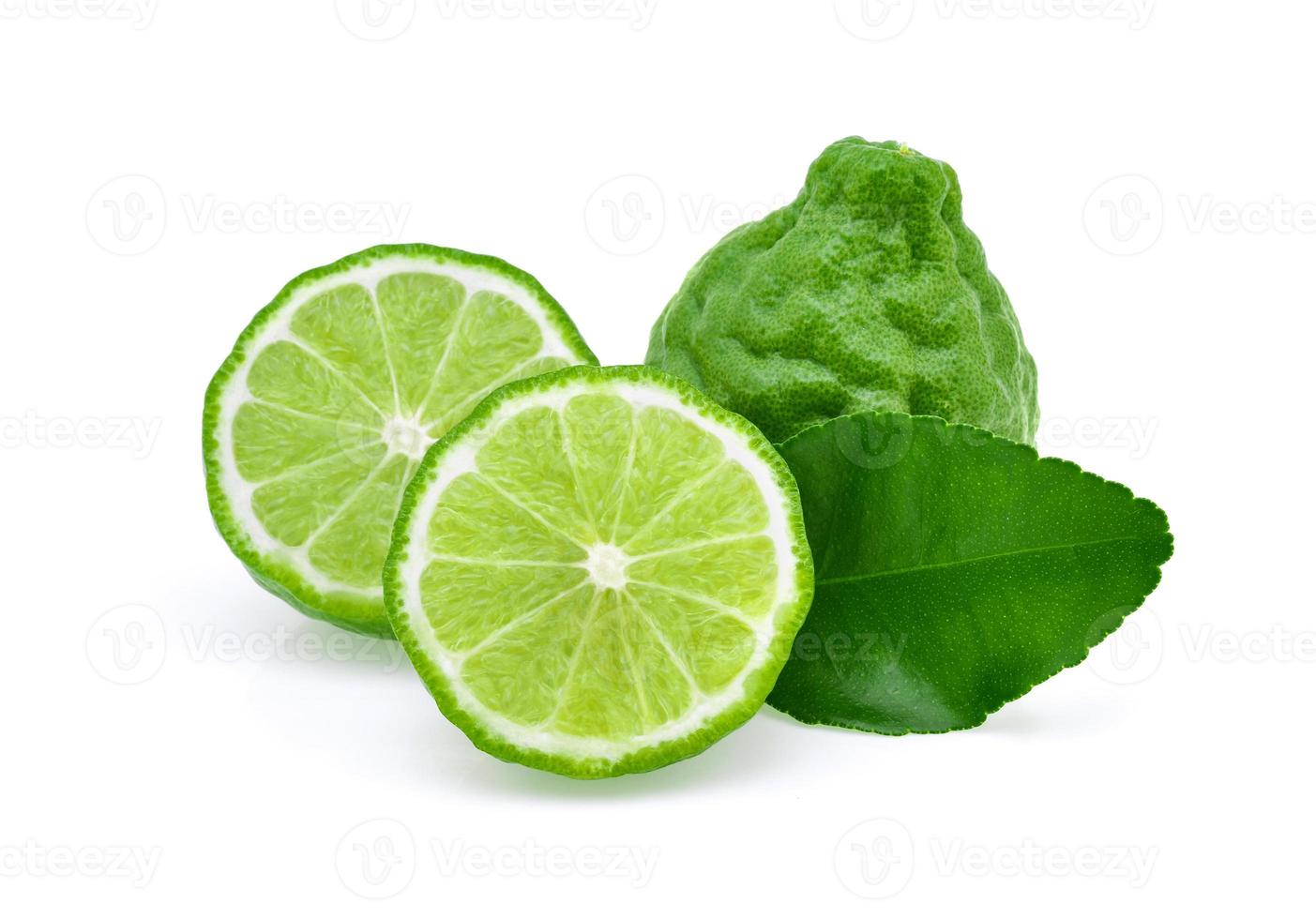 Bergamot with leaf isolated on white background photo