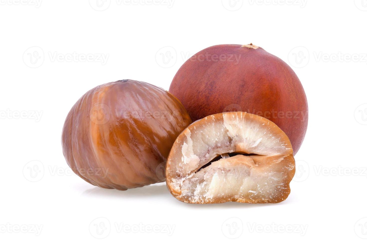 Chestnuts isolated on white background photo