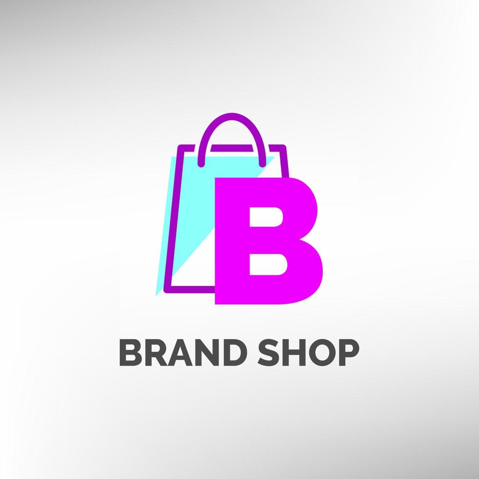 plantilla de logotipo de bolsa de papel de letra b vector