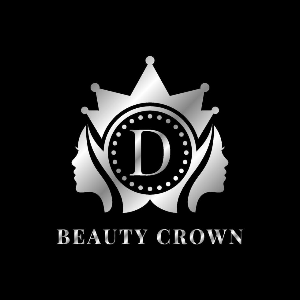 ladies face with crown letter D vector