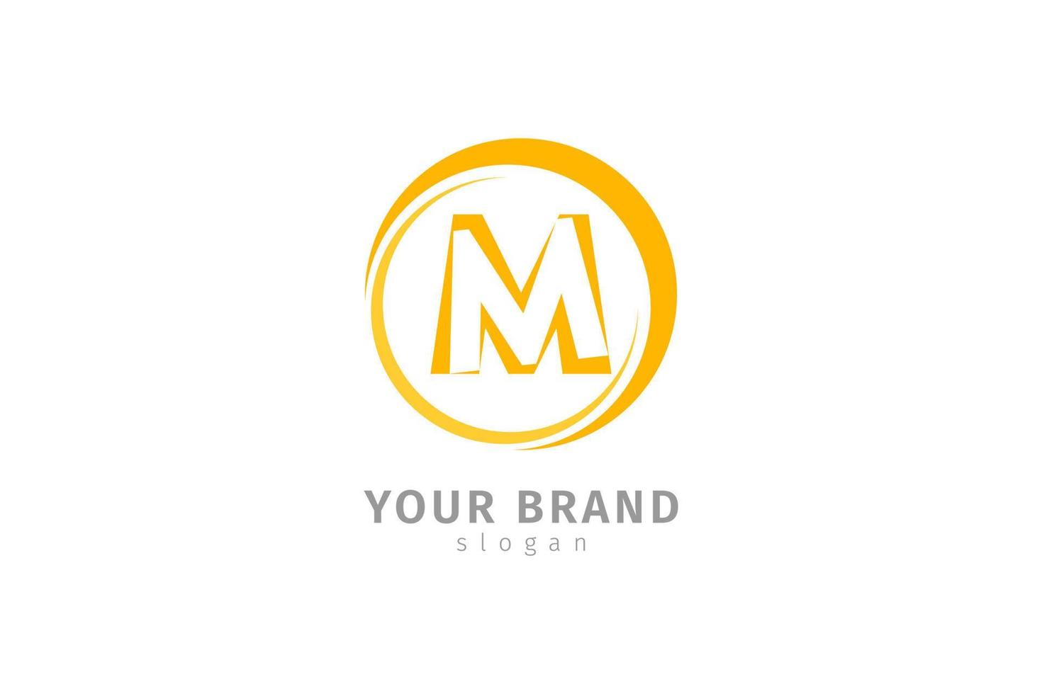 letter M inside circle like coin logo for finance, crypto currency, exchange vector