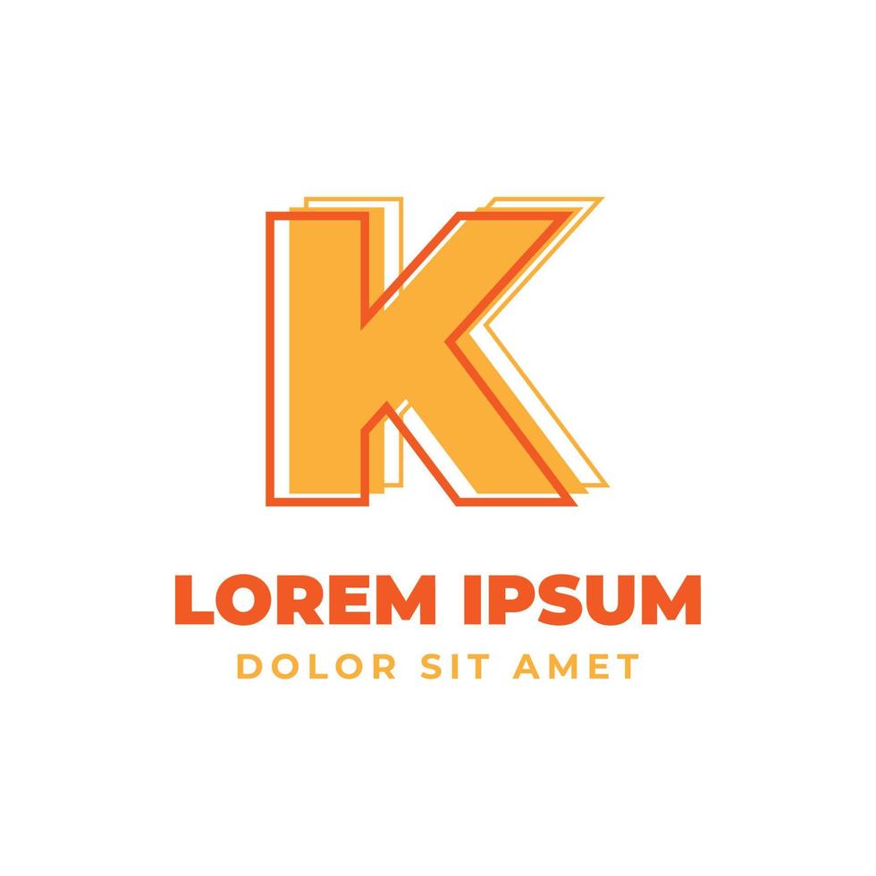 letter K trippy outline with fresh bright color alphabetic vector logo design element