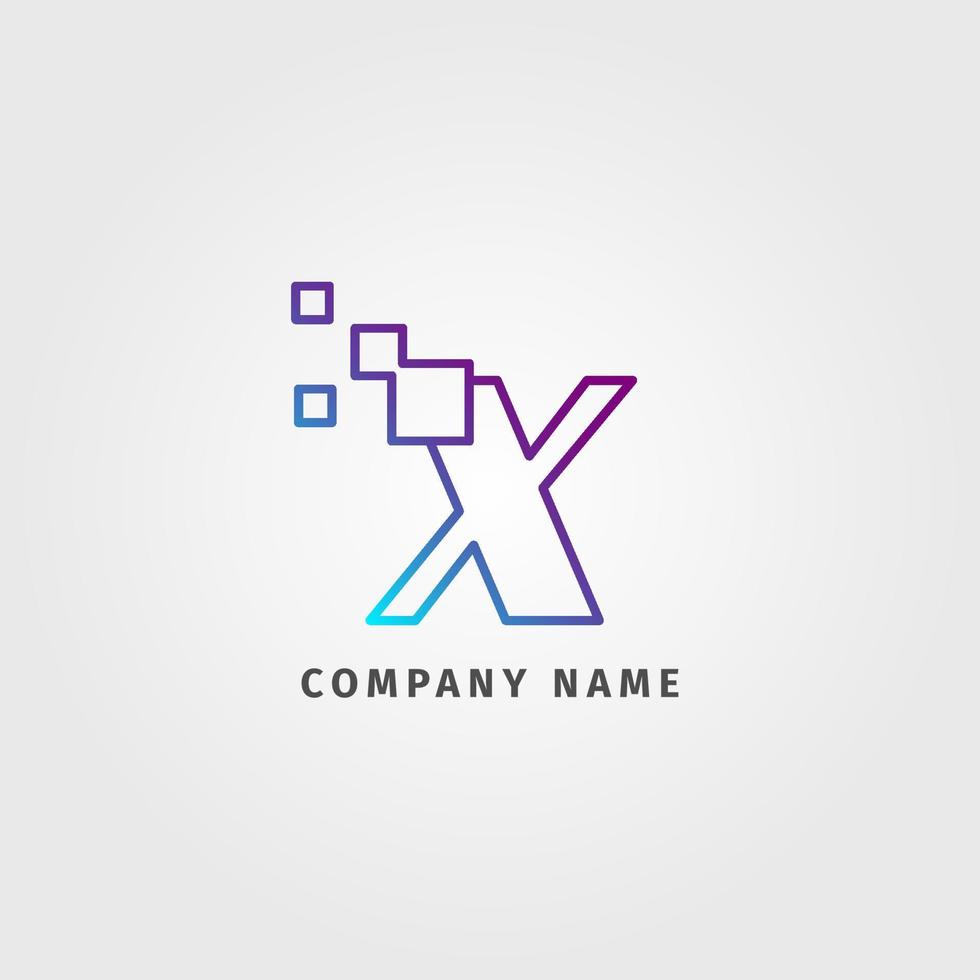 trendy logotype letter X pixel decoration for digital services company vector