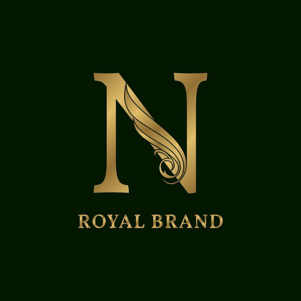decorative letter N swirl vector