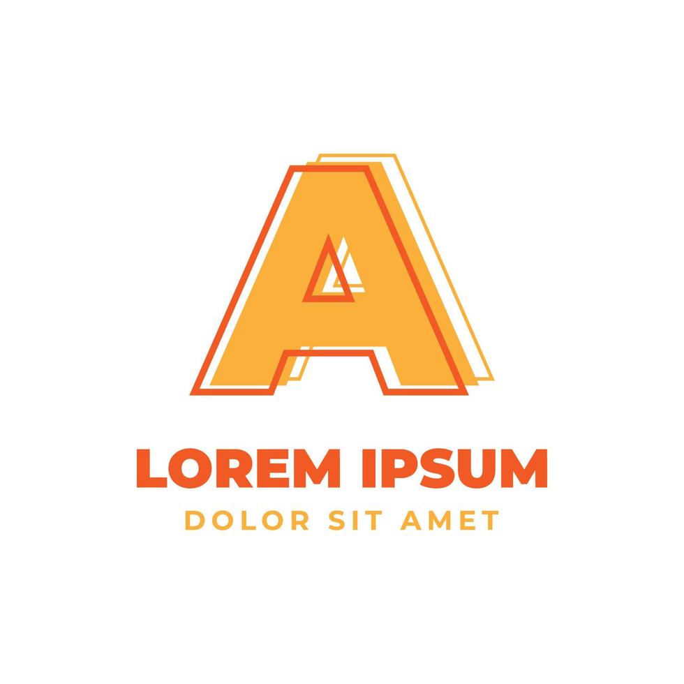 letter A trippy outline with fresh bright color alphabetic vector logo design element
