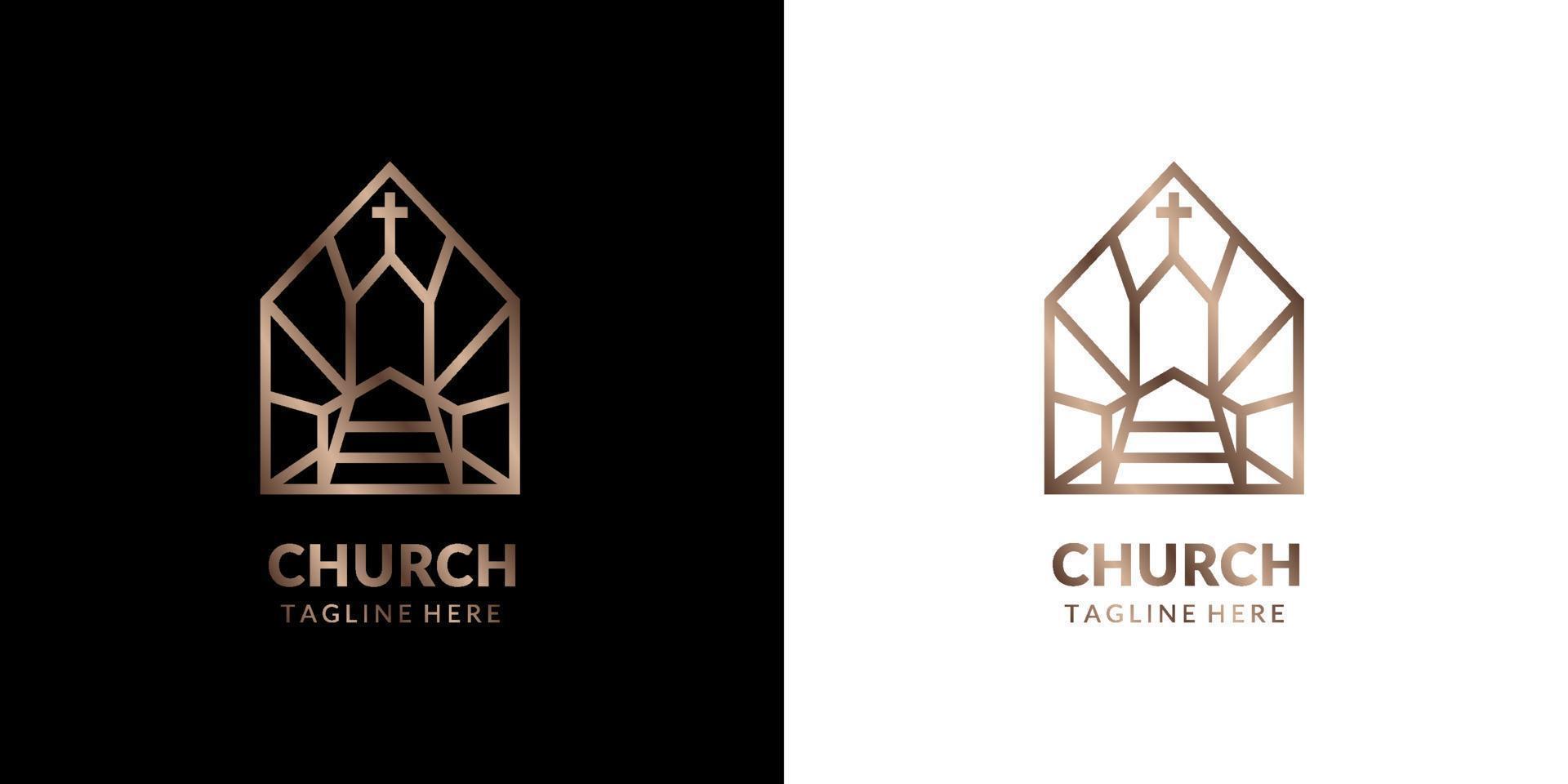 minimalist and elegant abstract line art church building logo for christian and catholic prayer or community vector