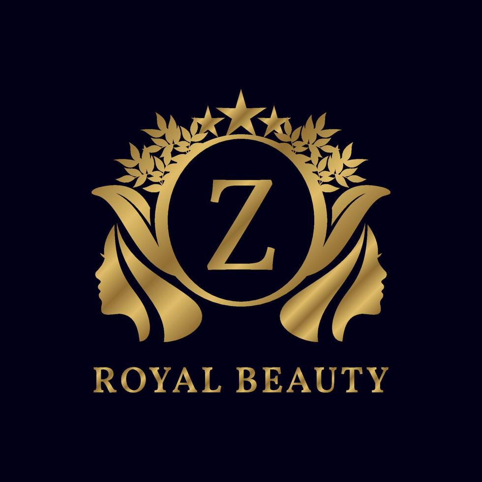 letter Z with ladies face luxurious alphabet for bridal, wedding, beauty care logo, personal branding image, make up artist, or any other royal brand and company vector