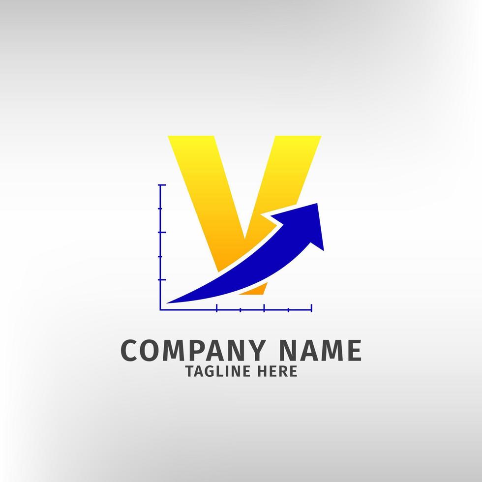 letter V traffic sales icon logo template for marketing company and financial or any other business vector