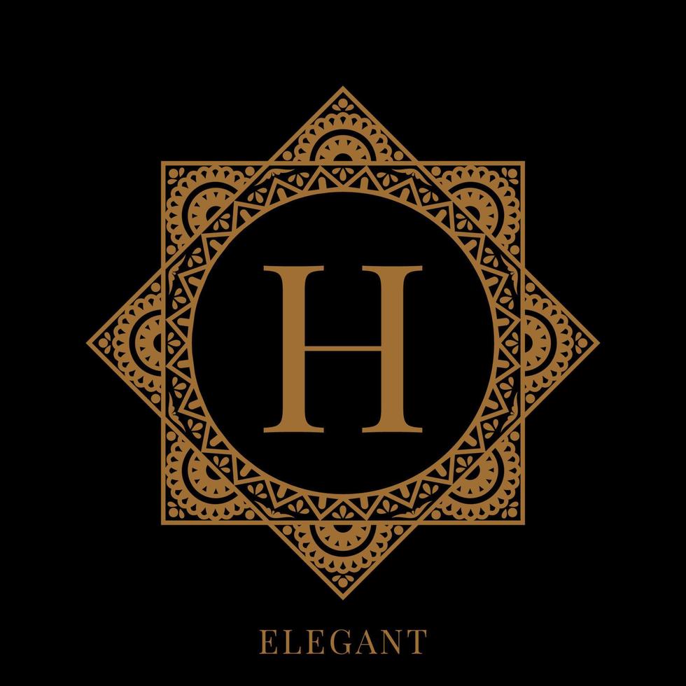 elegant letter H mandala logo template vector